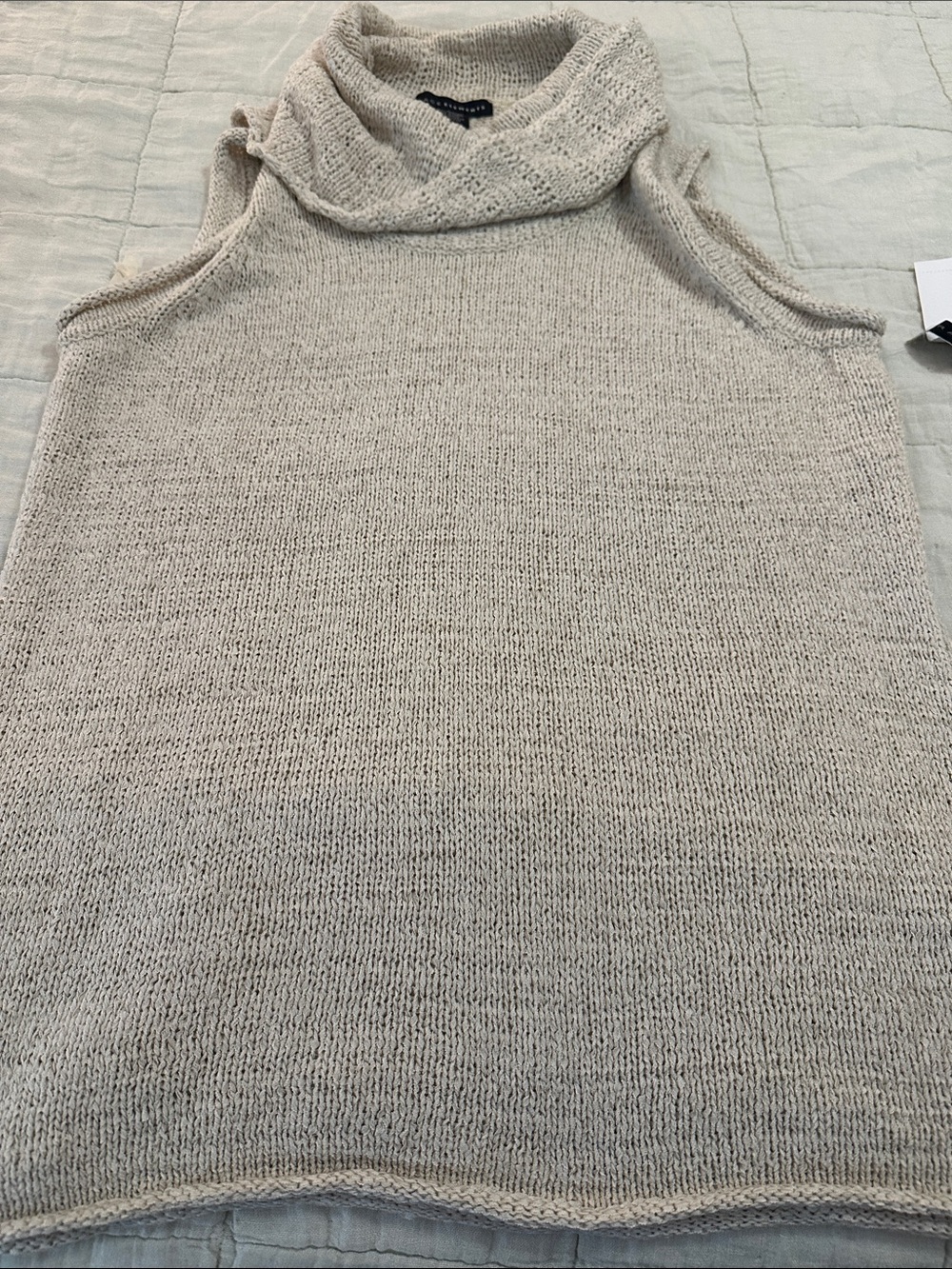 NWT dressy Grace Elements Cream Sleeveless Cowl Neck Sweater L elegant
